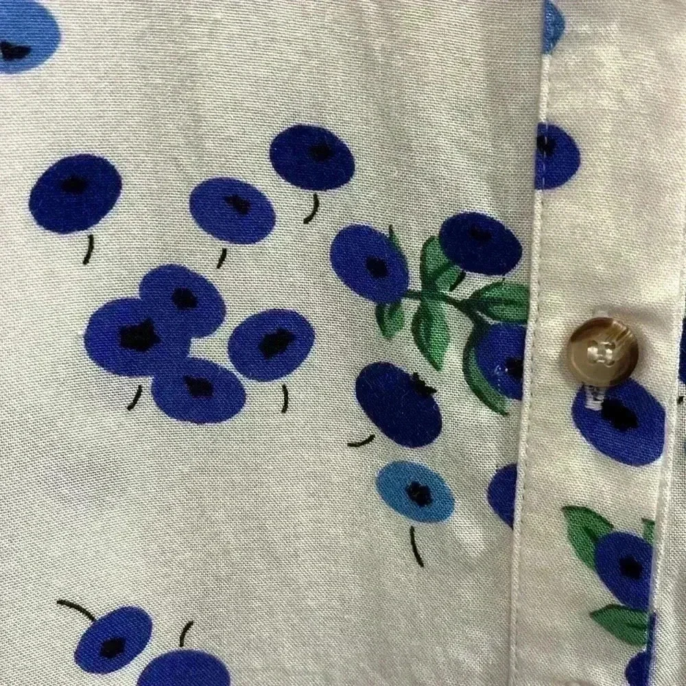 Anthropologie Maeve Novelty Print Blouse Top Fruit Blueberry Sz 4 Small - Picture 5 of 12